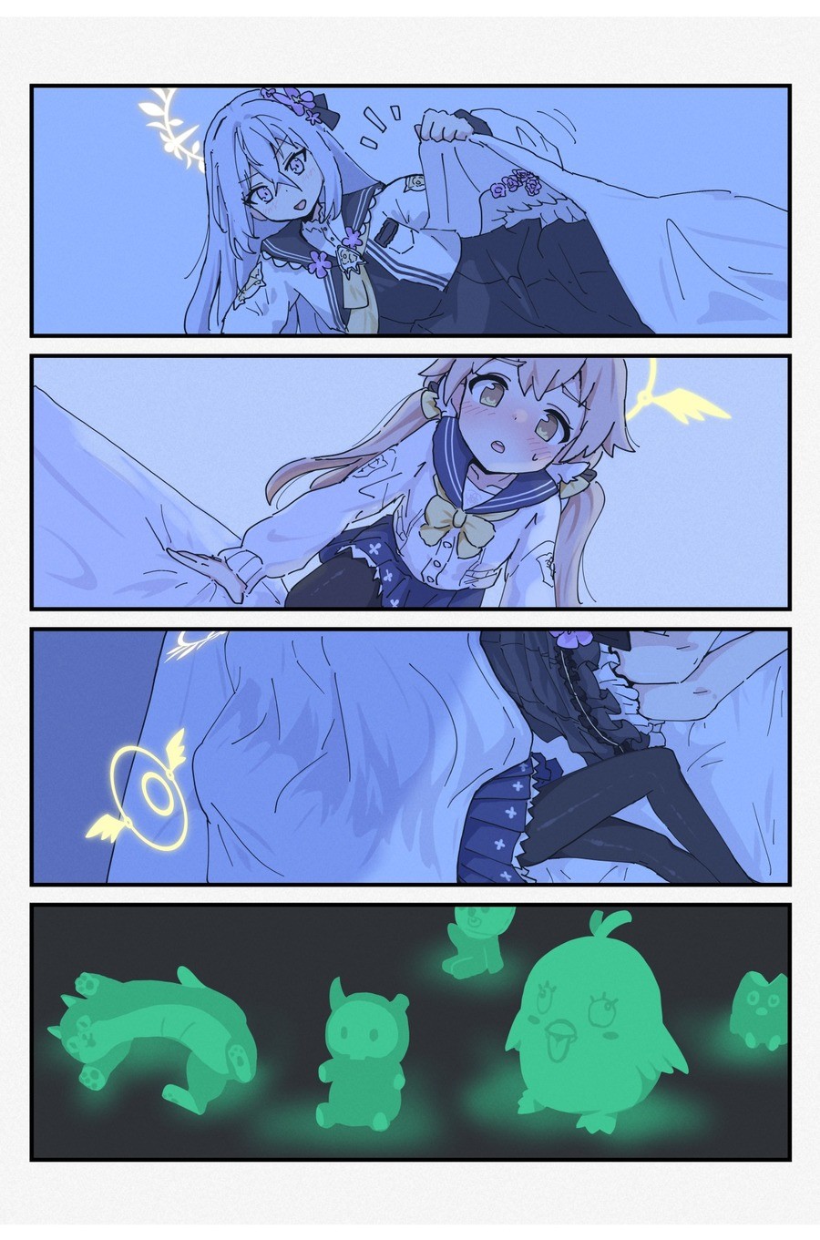 Azusa and Hifumi Under the Blanket