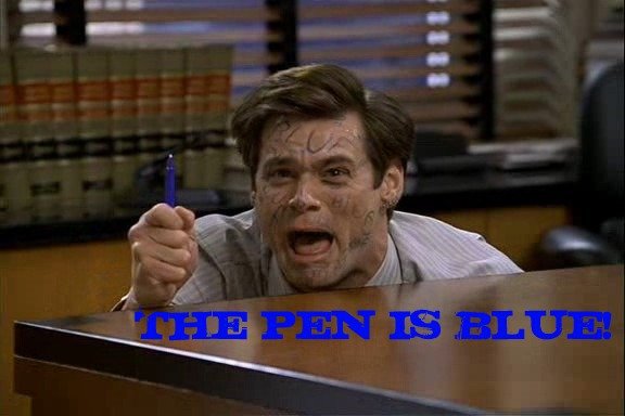 the pen is blue