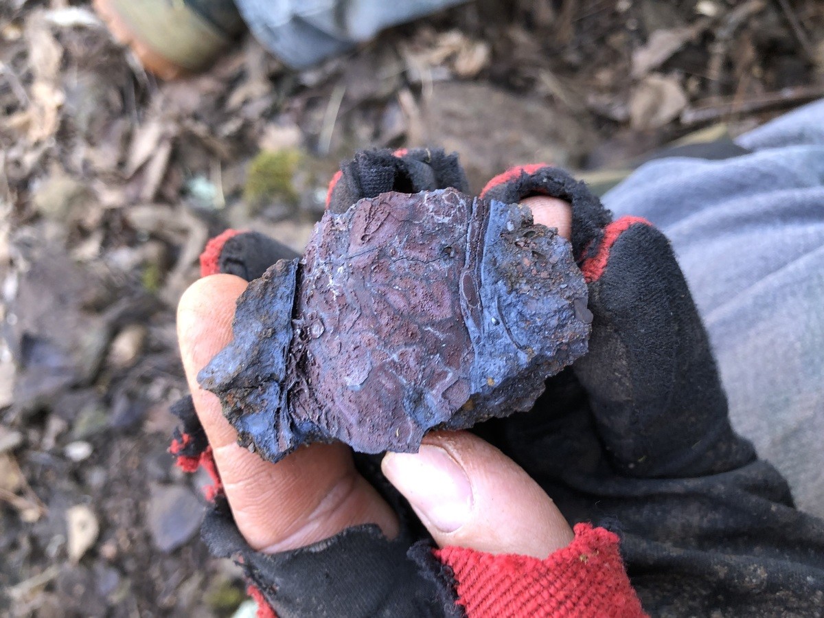 TMA Fossils #88 Crystallized Fossils. A burrow or maybe a long oyster? Almost certainly a bivalve. 4-19-2025 Northern Minnesota Coleraine formation Site 4 Found